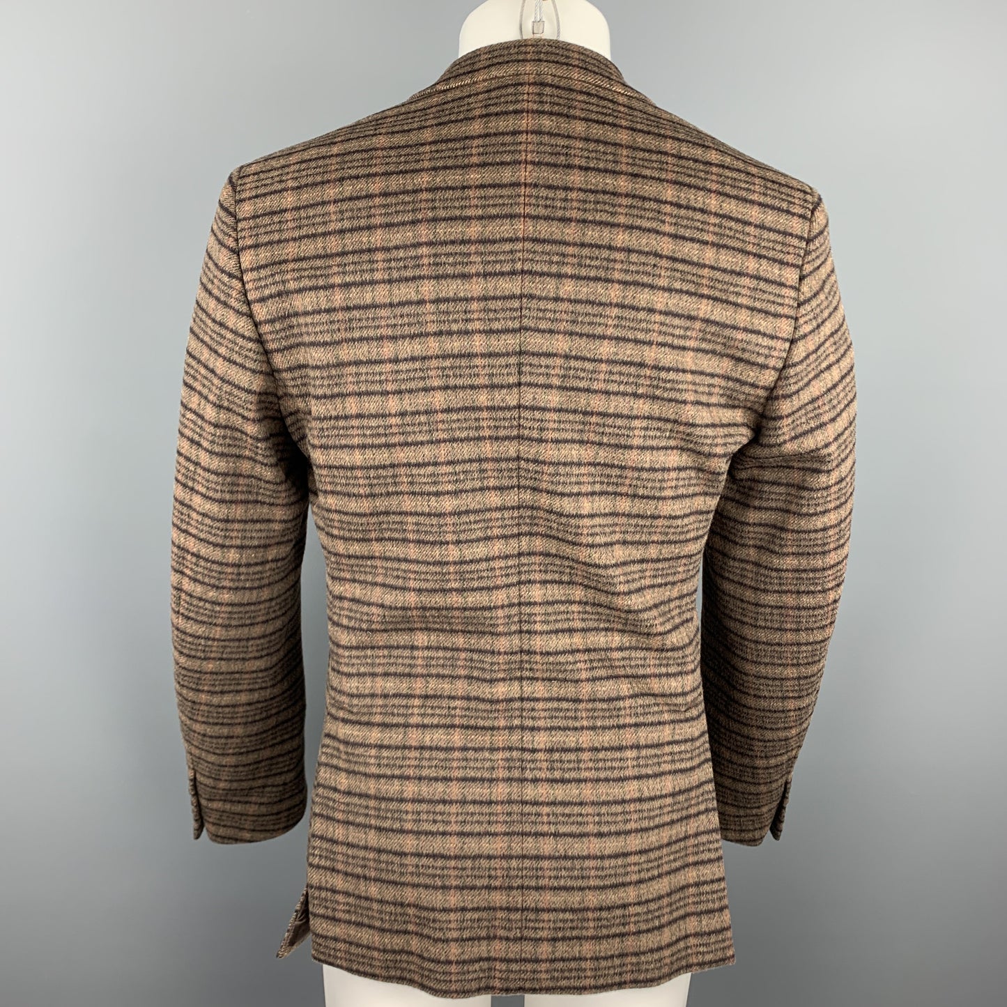 PRADA Size 38 Brown Plaid Lana Wool / Alpaca Notch Lapel Sport Coat
