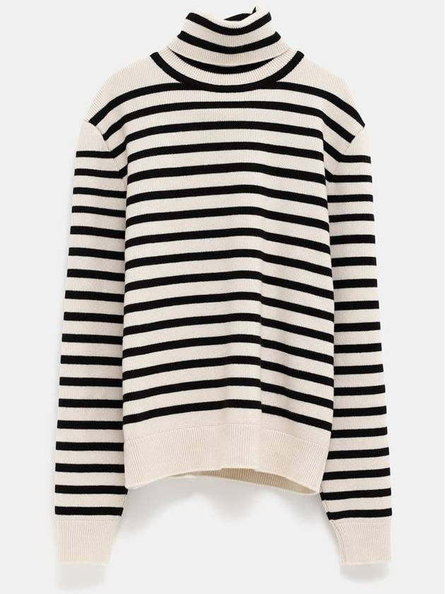 CELINE Heritage Cashmere Stripe Turtleneck White