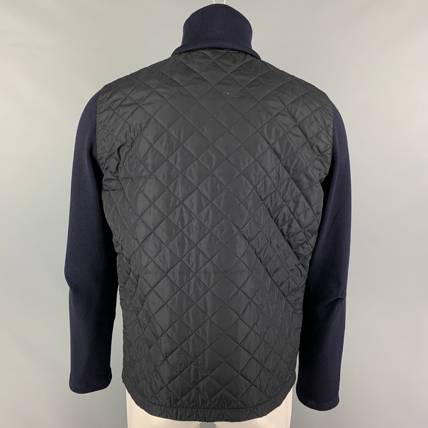 PRADA Size 40 Navy Quilted Nylon Zip Up Jacket