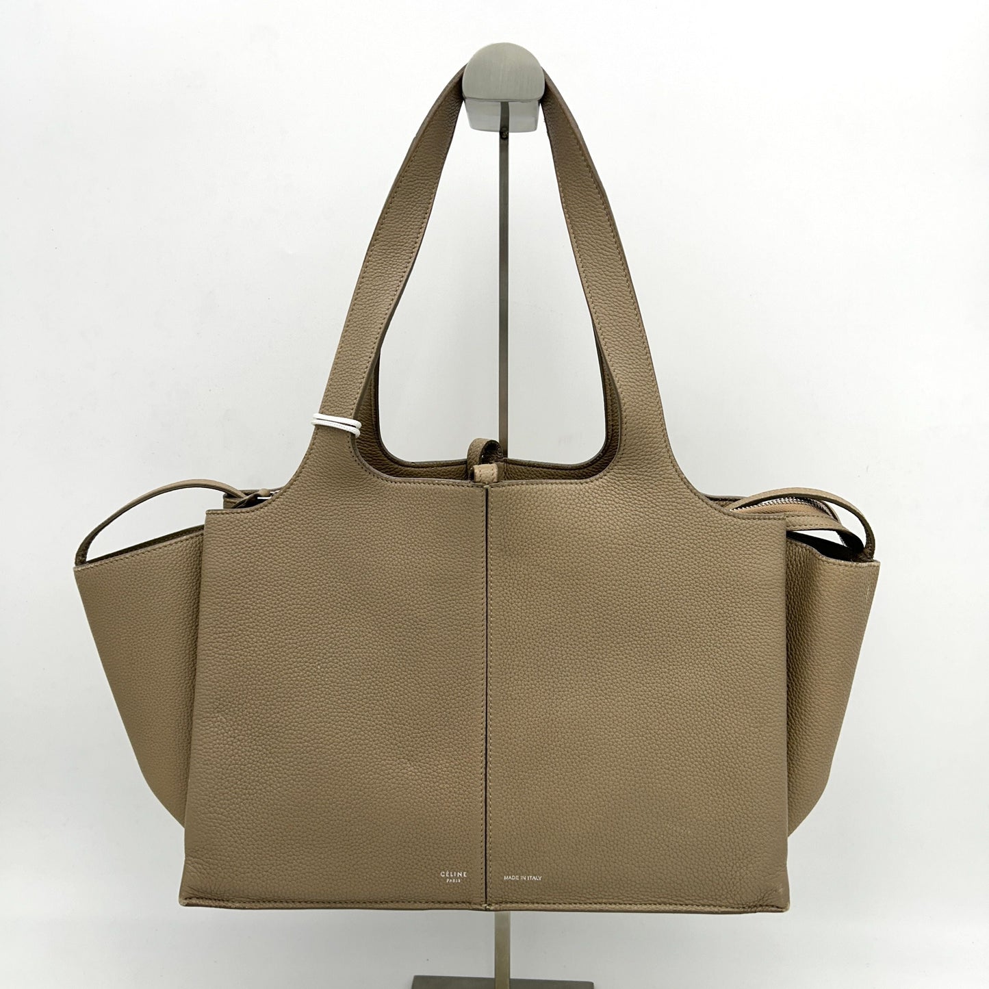 CELINE Baby Grained Calfskin Medium Tri-Fold Bag Taupe LA46701