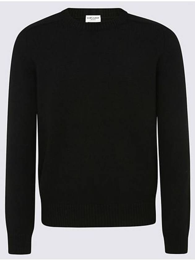 Saint Laurent Men's Crewneck Cashmere Knit Top Black