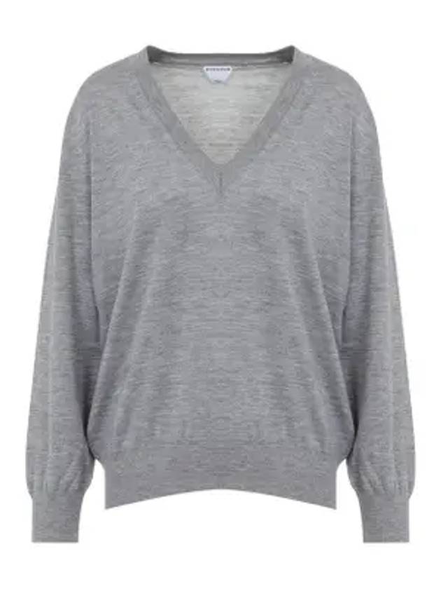 Bottega Veneta V neck cashmere knit top gray