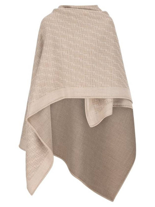 Fendi Wool Cashmere Poncho Beige