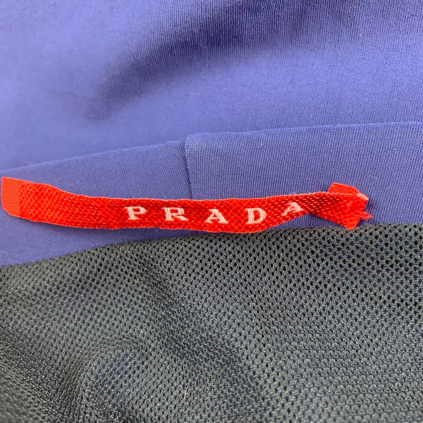PRADA Size M Blue White Color Block Nylon Drawstring Speedo