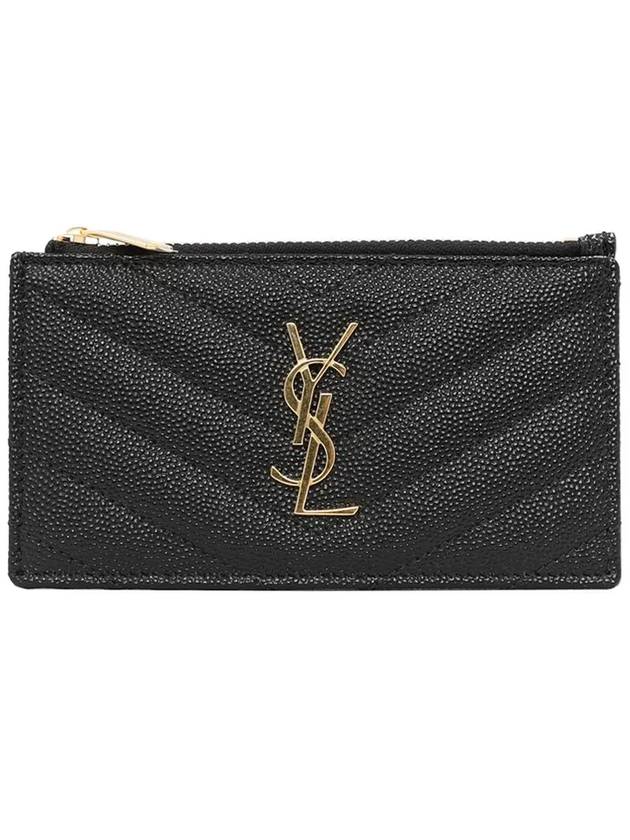 Saint Laurent Monogram Fragment Zipper Card Wallet Black