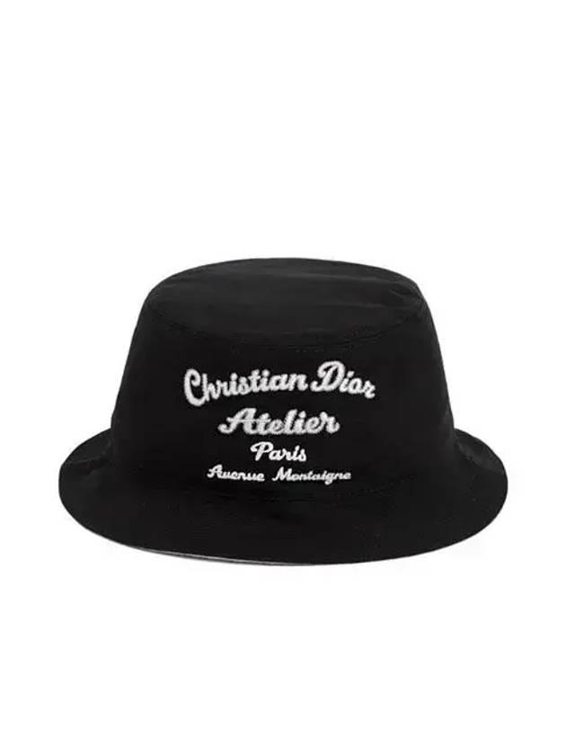Atelier Embroidered Cotton Canvas Bucket Hat Black Dior