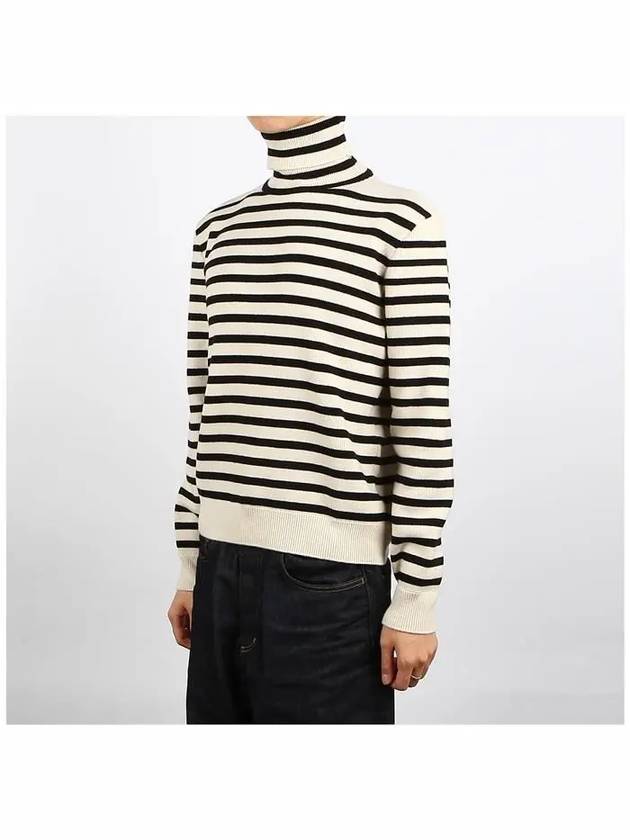 CELINE Heritage Cashmere Stripe Turtleneck White