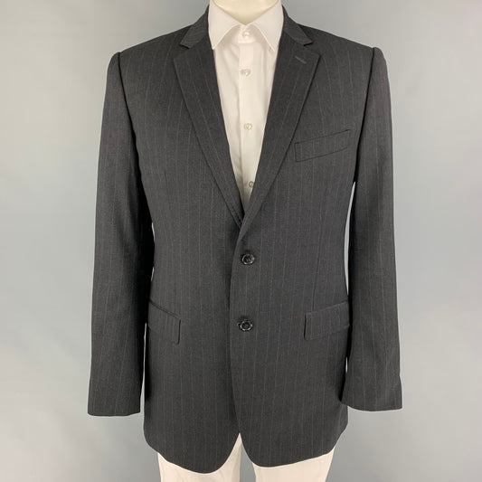 DOLCE & GABBANA Size 44 Charcoal Pinstripe Virgin Wool Sport Coat