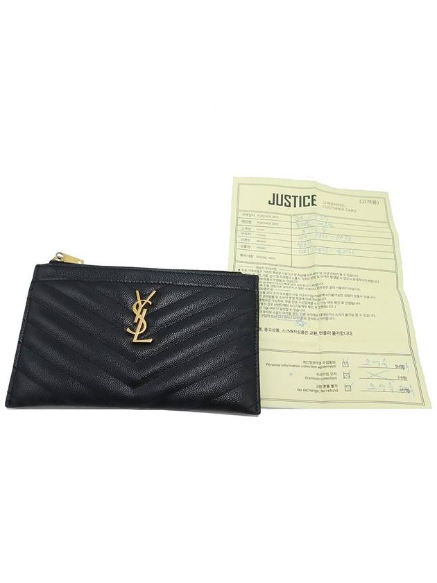 Saint Laurent Saint Laurent 584872 Black Matelasse Monogram Gold Plated Small Bill Pouch