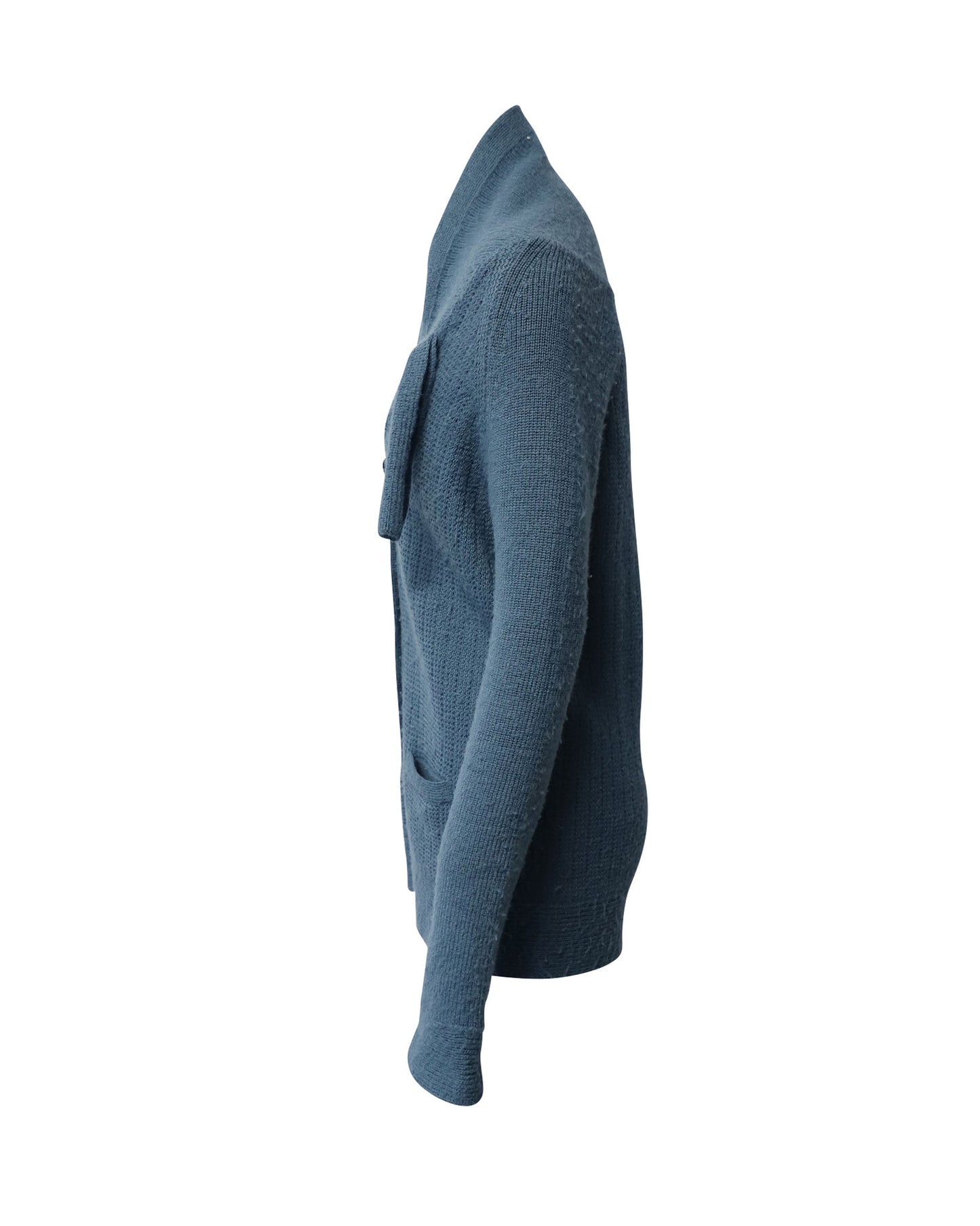 Chloe Deep Neck Cardigan in Blue Wool