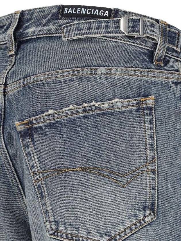 Balenciaga Vintage Effect Denim Straight Jeans Blue
