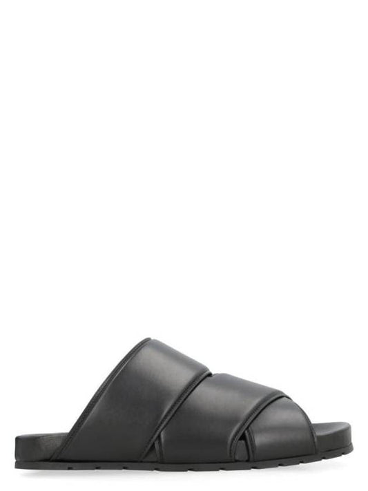 Bottega Veneta Bridge Leather Slippers Black
