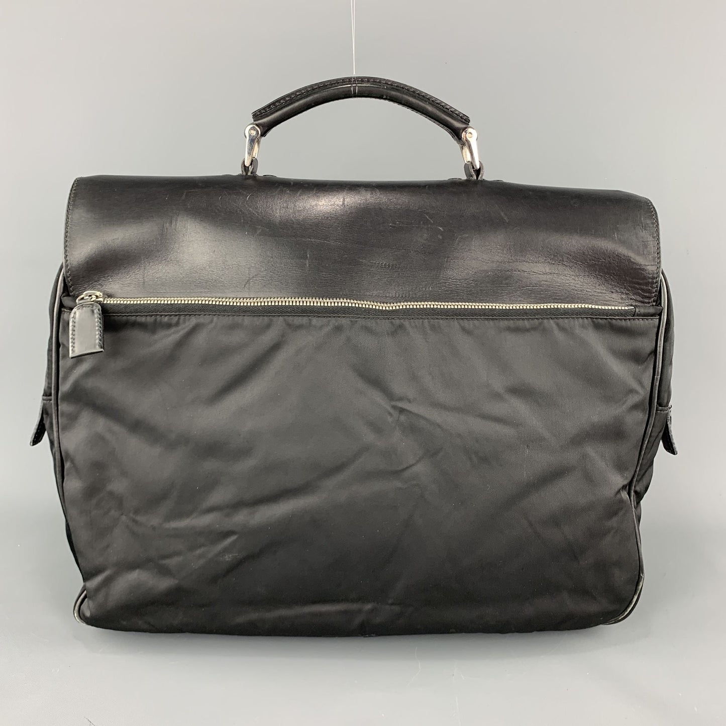 PRADA Nylon & Leather Double Snap Briefcase