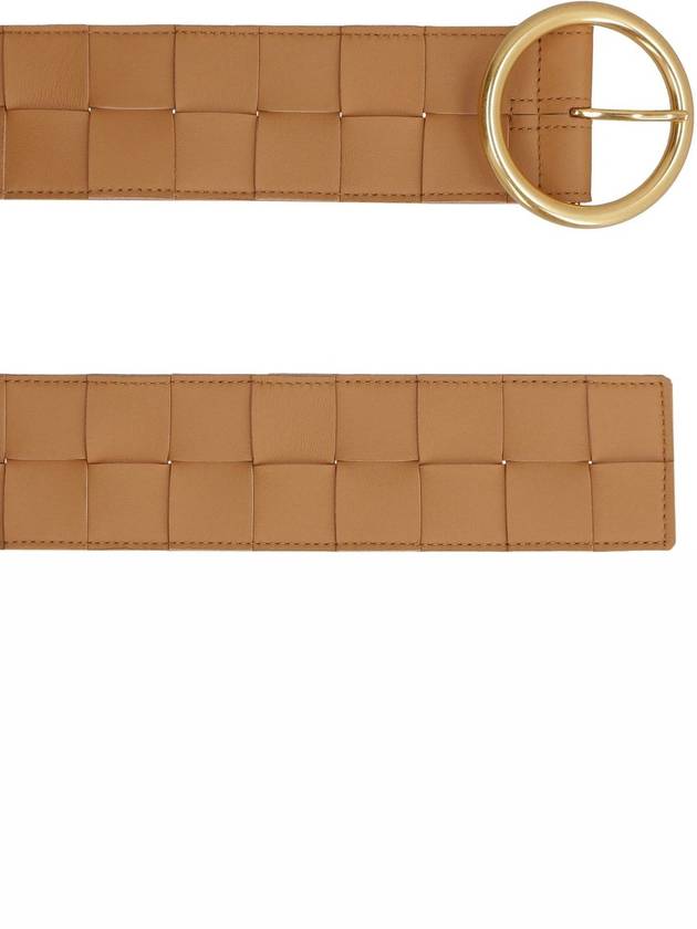 Bottega Veneta Intrecciato Ring Buckle Leather Belt Beige