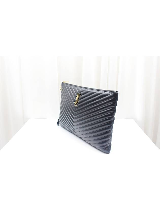 Saint Laurent Matelasse gold large strap clutch black 440222