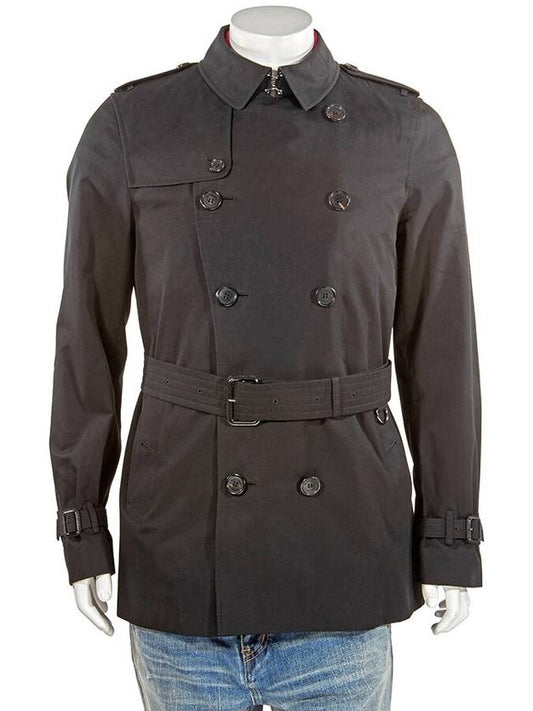 Burberry Burberry Men's Heritage Black Kensinton Short Trench Brand Size 50 US Size 40