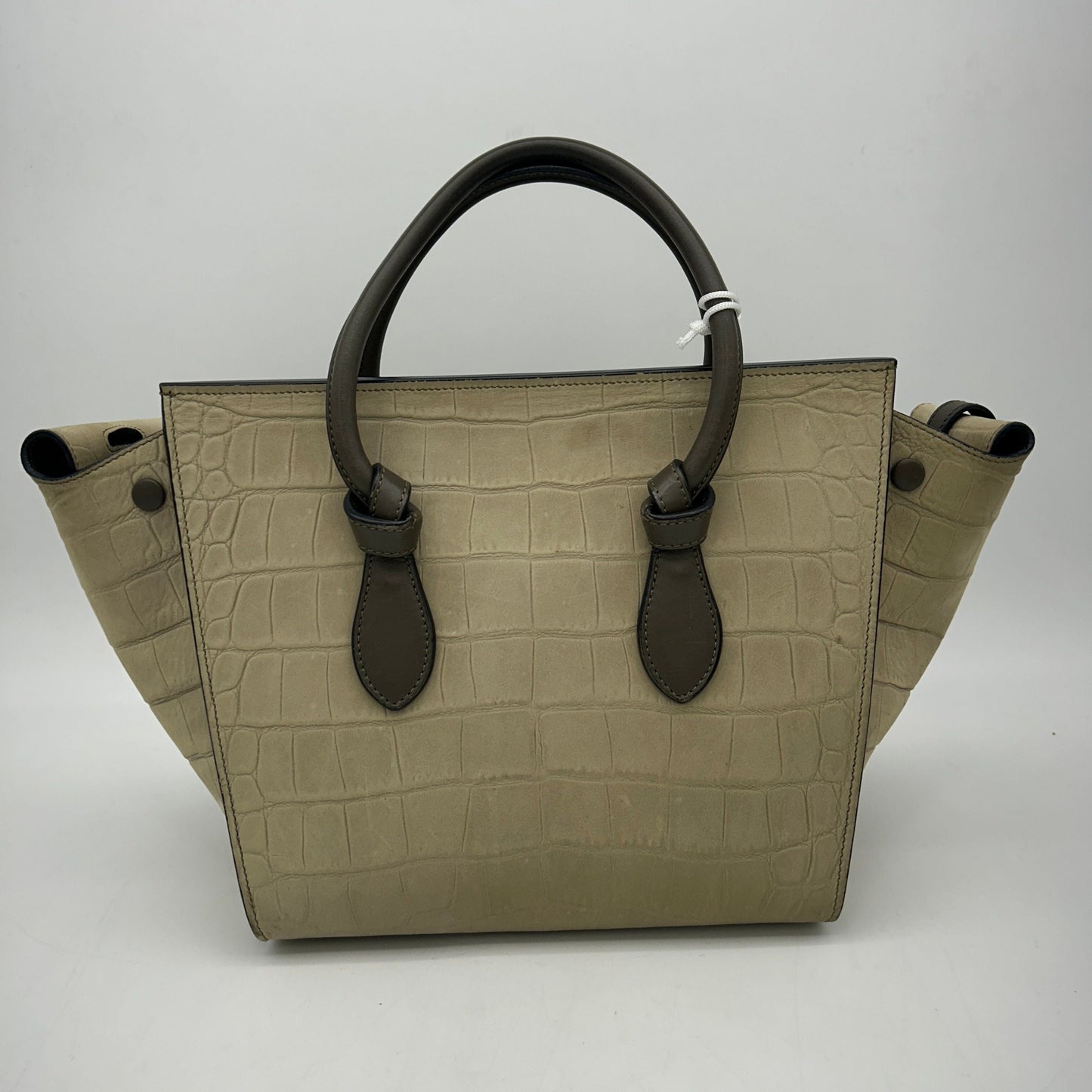 CELINE Crocodile Embossed Nubuck Calfskin Small Tie Knot Tote Grey LA10041