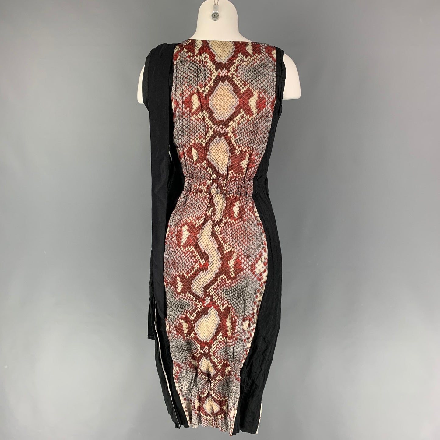 PRADA SS 09 Size 4 Burgundy Black Snake Skin Print Dress