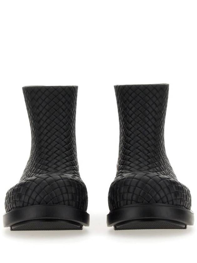 Bottega Veneta Fireman Intrecciato Leather Ankle Boots Black