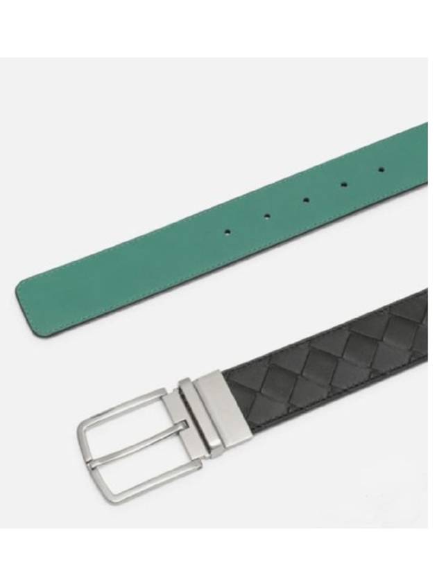 Bottega Veneta Intrecciato Reversible Leather Belt Black