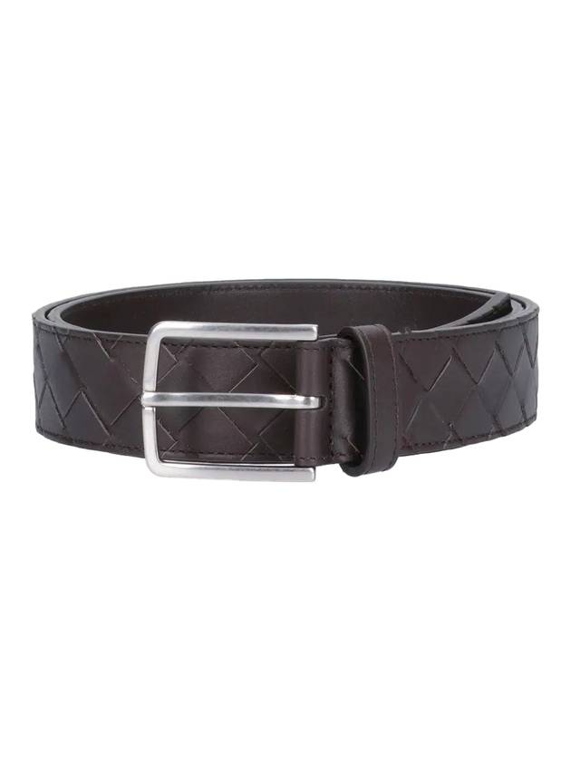 Bottega Veneta Intrecciato Leather Belt Dark Brown