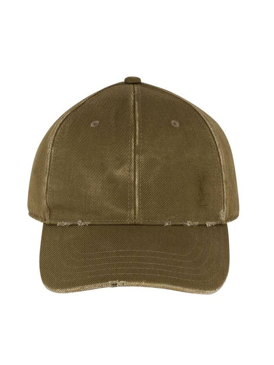 Saint Laurent Cassandre Cotton Ball Cap Olive