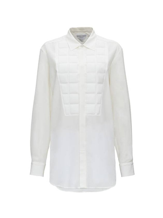 Bottega Veneta Women's Quilted Panel Silk Shirt White