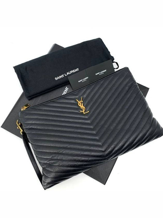 Saint Laurent Monogram matelass gold clutch large 440222