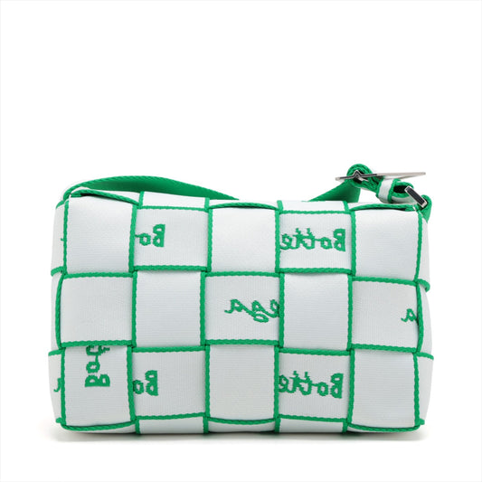 Bottega Veneta  Maxine Incharted Webing Caset Nylon Shoulder Bag White× Green