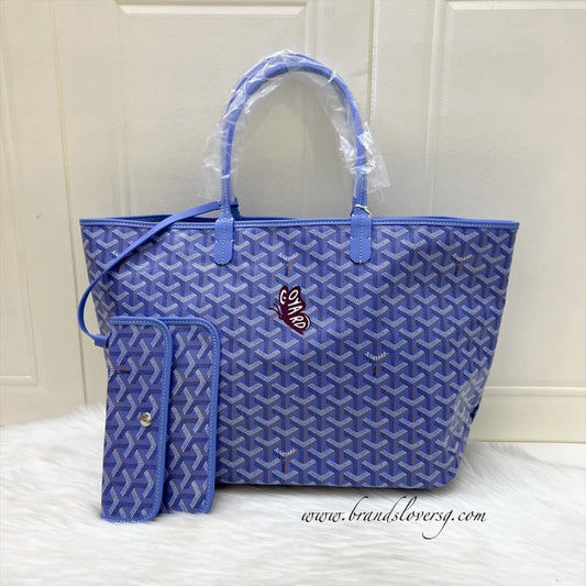 Goyard 2025 Limited Edition Saint Louis PM Tote in Reversible Iris Goyardine Canvas and Floral Cotton / Linen Interior with a Butterfly Hand Painted Stamp