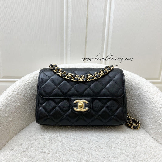 Chanel 25P Seasonal Small / Mini Flap Bag in Black Caviar and AGHW (Model: AS5240)