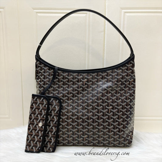 Goyard Boheme PM Hobo Bag in Black Signature Goyardine Canvas