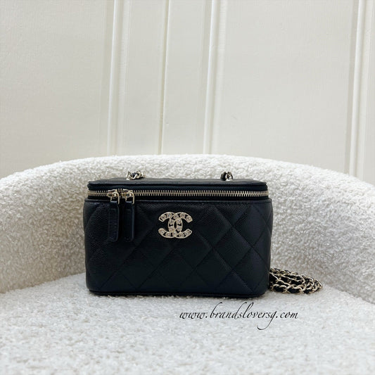 Chanel 25P Crystals Logo Vanity in Black Caviar and LGHW