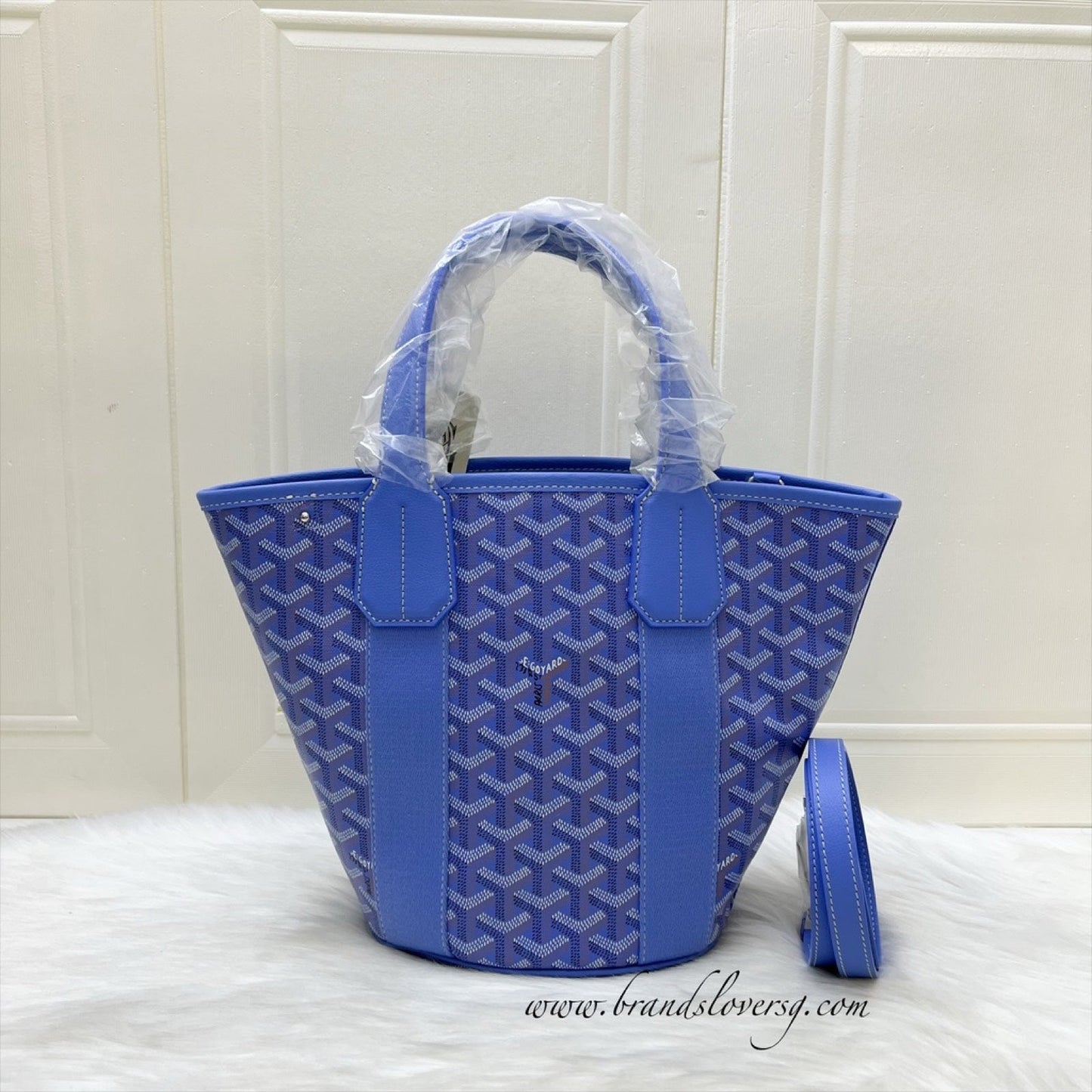 Goyard 2025 Limited Edition Belharra PM Tote in Iris Goyardine Canvas and Floral Cotton / Linen Interior