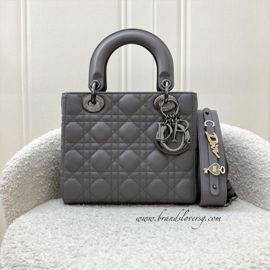 Dior Lady Dior My ABCDior Small Bag in Grey Lambskin and LGHW