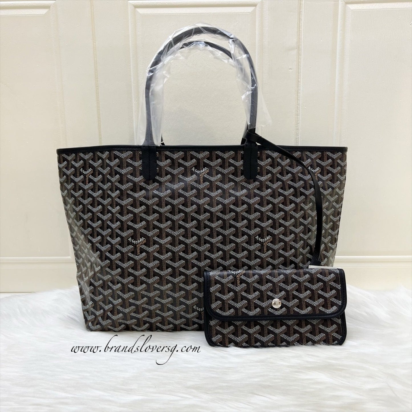 [Brand New] Goyard Saint Louis PM Tote in Black Signature Goyardine Canvas
