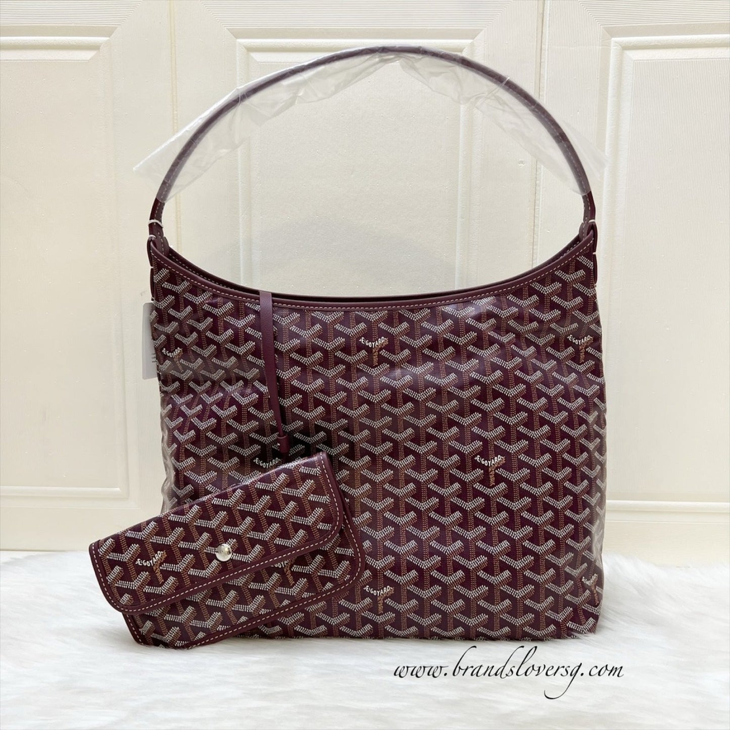 Goyard Boheme PM Hobo Bag in Bordeaux (Dark Red) Signature Goyardine Canvas