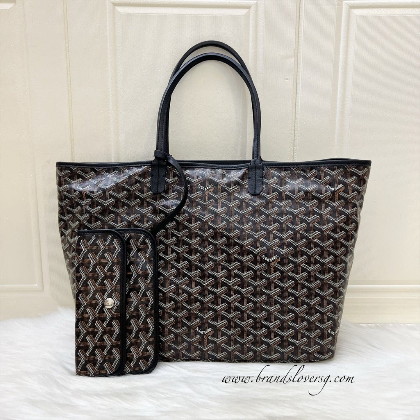 Goyard Saint Louis PM Tote in Black Signature Goyardine Canvas