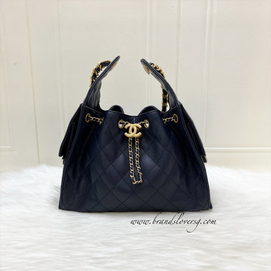 Chanel 25 Small Hobo Bag in 25S Navy Caviar and AGHW