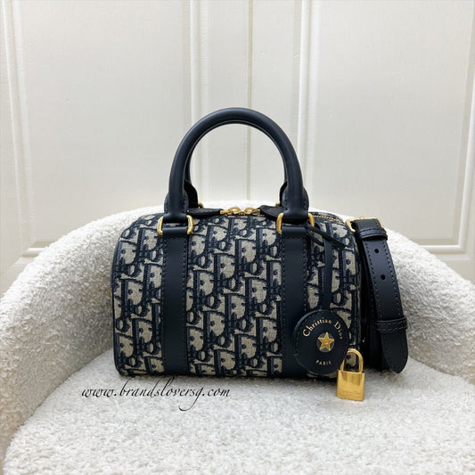 Dior Groove 20 Bowling Bag in in Navy Dark Blue Oblique Jacquard Canvas and AGHW (Model: M1364UTZQ, Colour: M928)