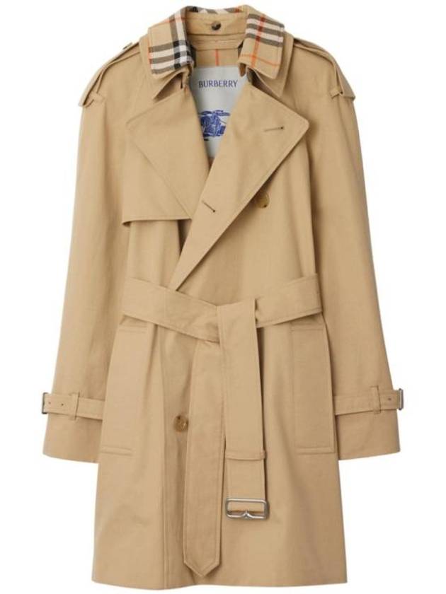 Burberry Vintage Check Cotton Trench Coat Beige