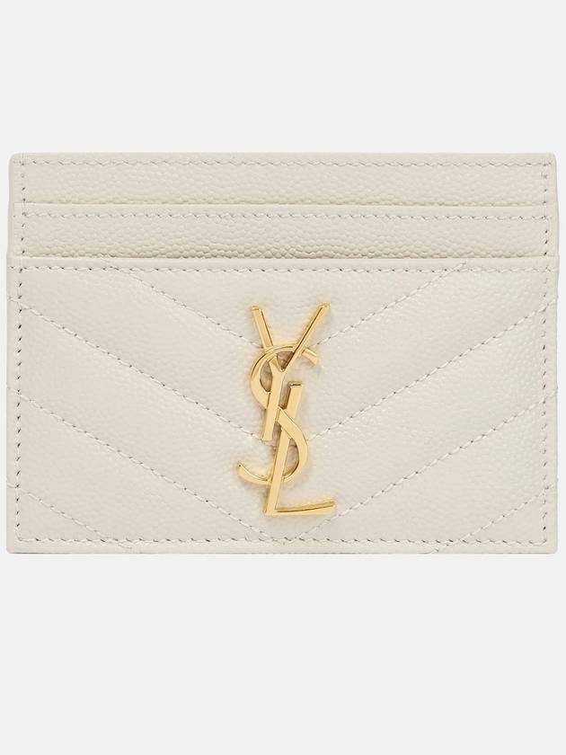 Saint Laurent Gold Hardware Matelasse Caviar Leather Card Wallet Blanc Vintage