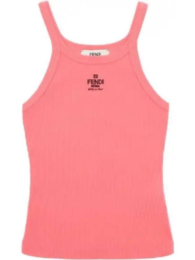 Fendi Embroidered Logo Cotton Sleeveless Pink