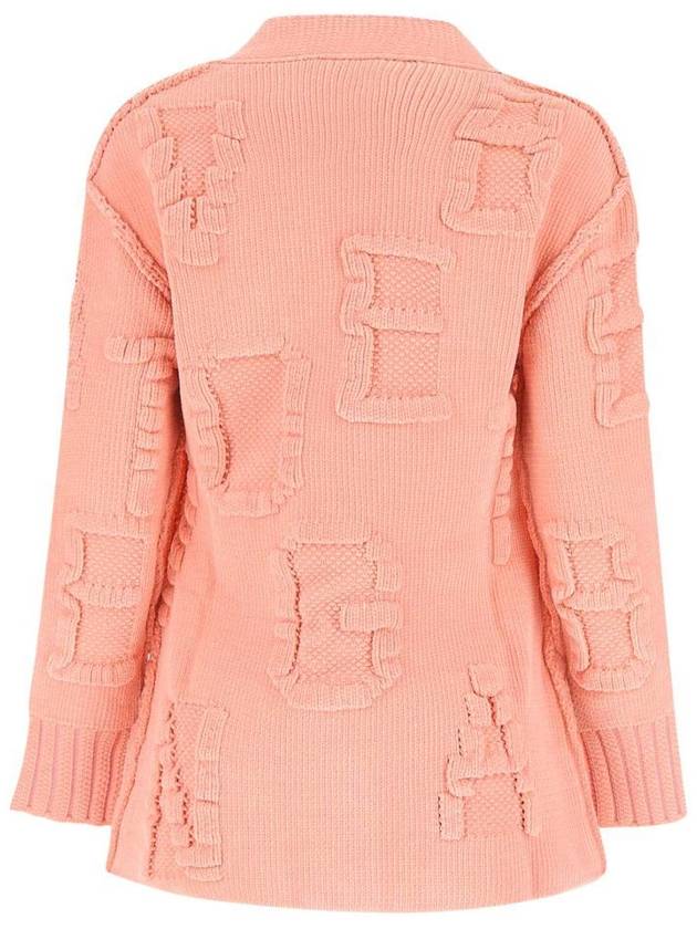 Bottega Veneta logo lettering embossing detail cardigan pink