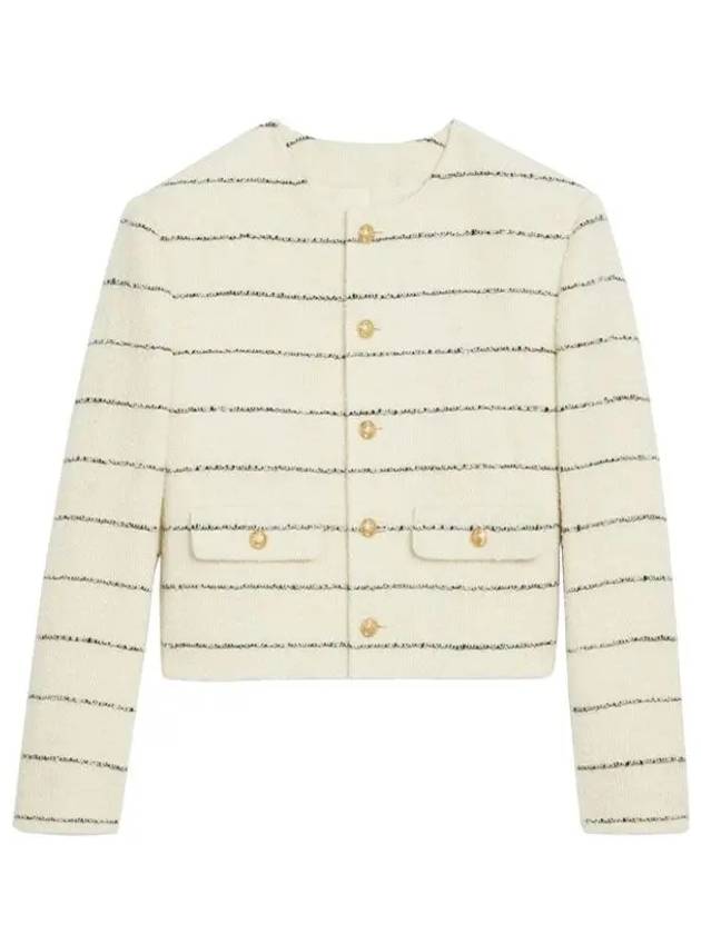 CELINE WoMen's Chasseur Striped Tweed Jacket Ivory