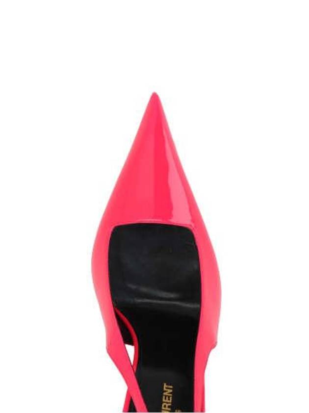 Saint Laurent Kiss Patent Leather Slingback Heel Rose Fluo