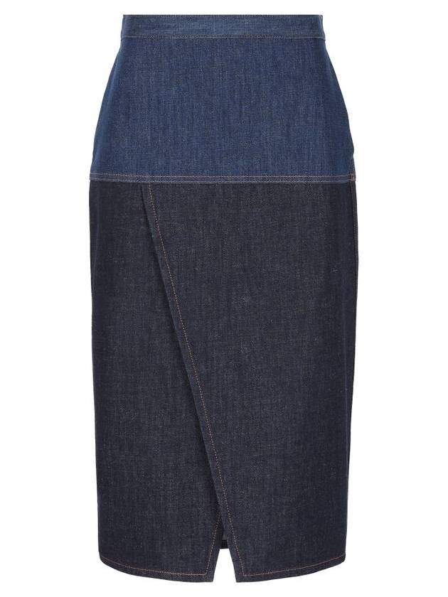 Fendi Two Tone Denim Pencil Skirt Blue