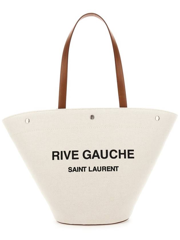 Saint Laurent Rive Gauche Canvas Tote Bag Beige