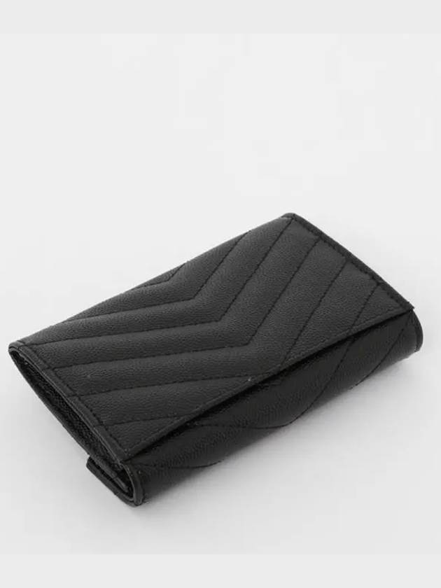 Saint Laurent Cassandre Matelasse Small Lambskin Card Wallet Black