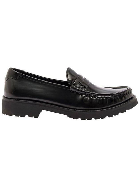 Saint Laurent Monogram Leather Loafers Black